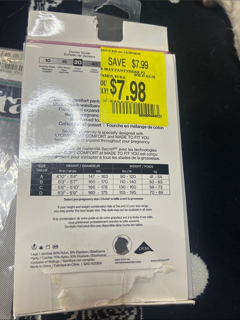 *3 for $30* Three Pairs Maternity Nylons, Black, New in Box - Picture 6 of 6